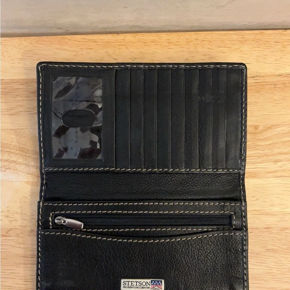 Stetson Black Leather Bi-Fold & Card Holder